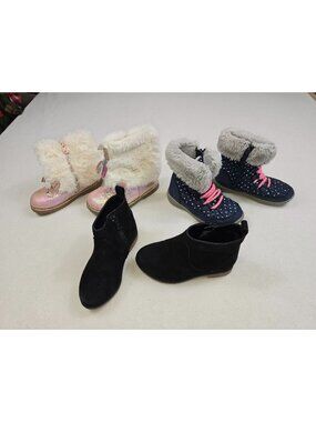 Girls Boots Lot Size 8 Fur-Lined Glitter Unicorn Faux Suede Carters